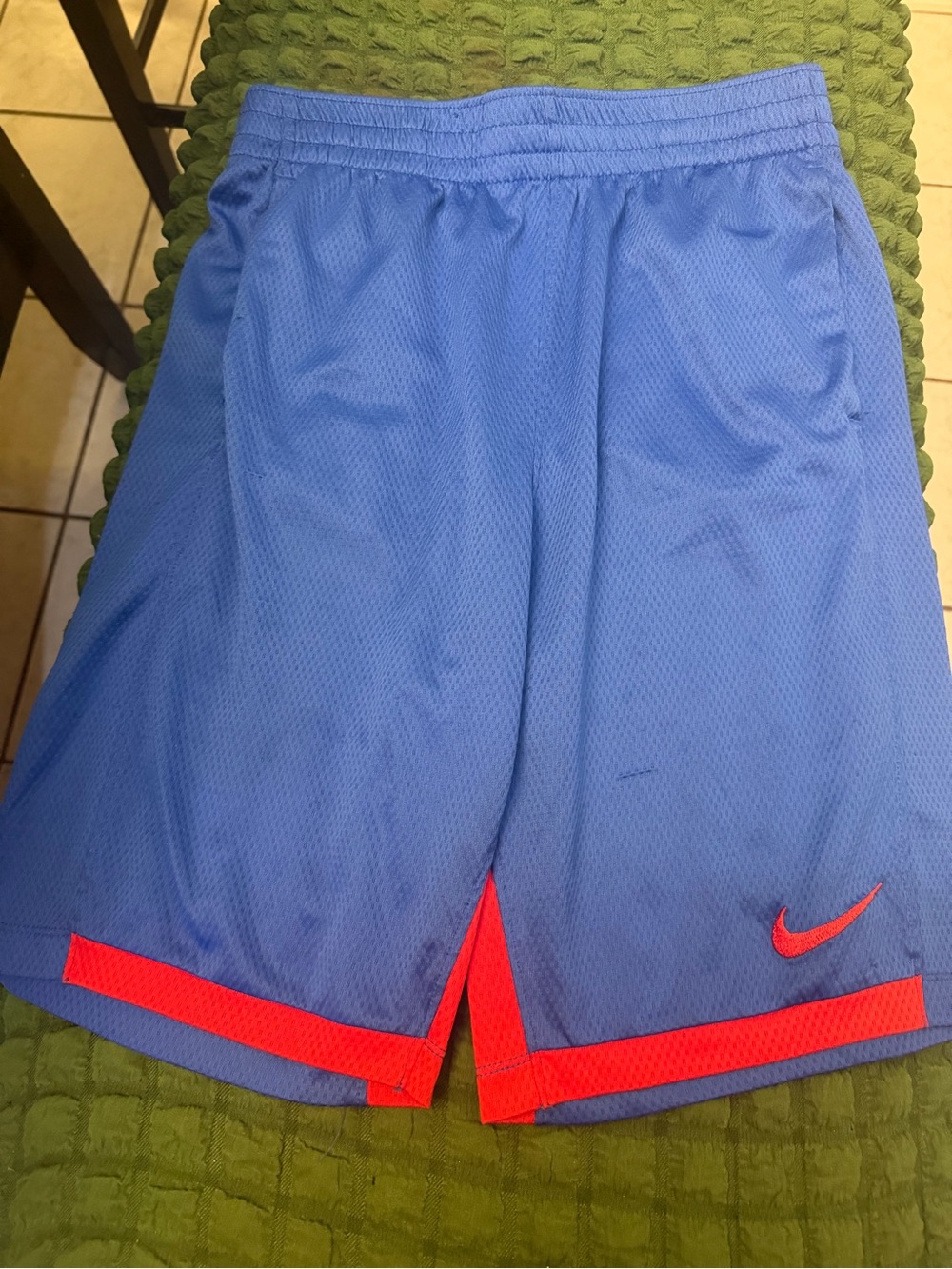 Nike Blue Mesh Athletic Shorts with Red Trim